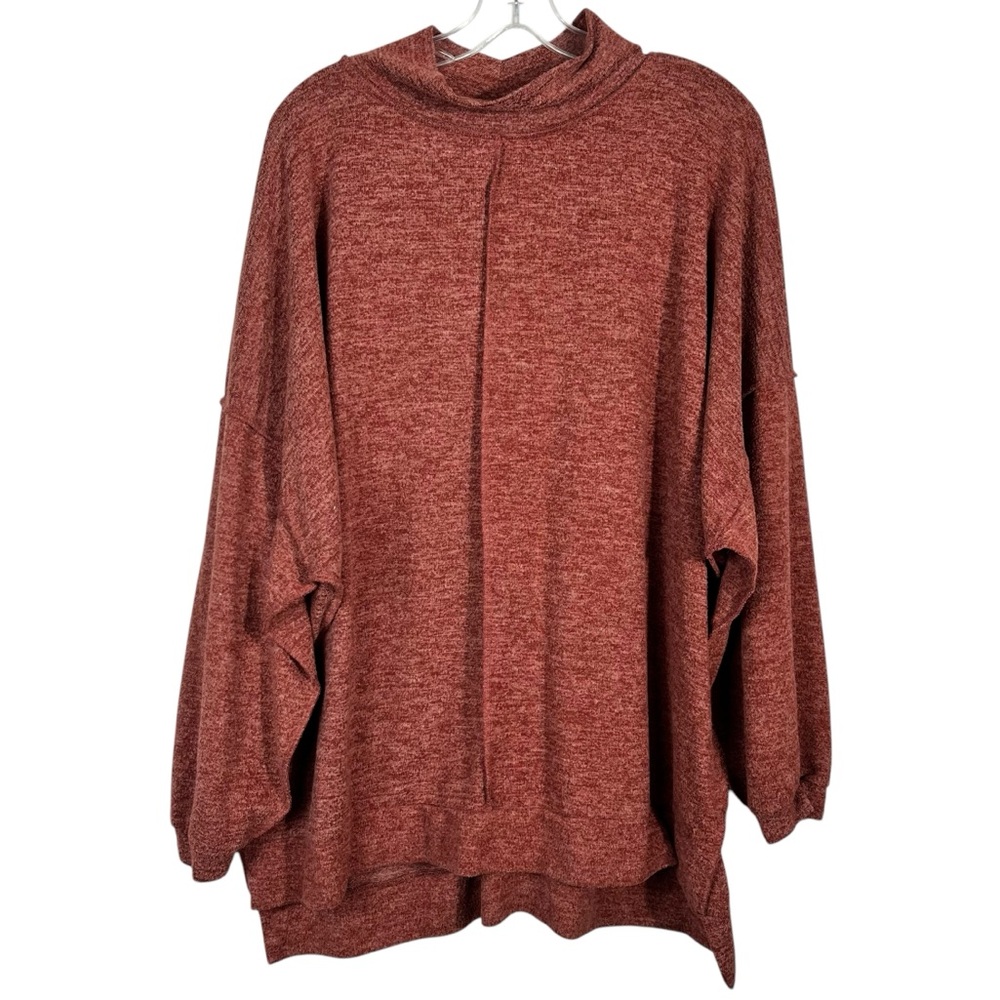 Zenana Boutique Burnt Orange Oversized Longline Tunic Mock Neck Top XL Lounge